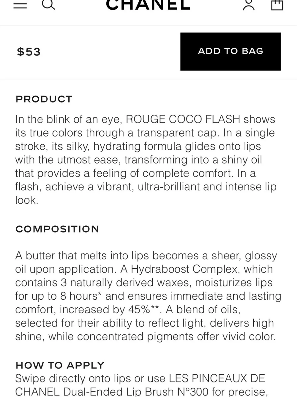 Chanel Rouge Coco Flash Lip Colour 116 Easy